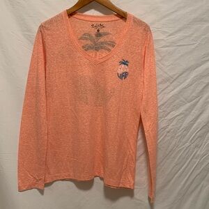 NWT Women’s Salt Life Coral Long Sleeve v-neck size Large Tee